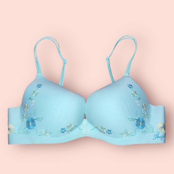 Blue Floral Push-up Bra